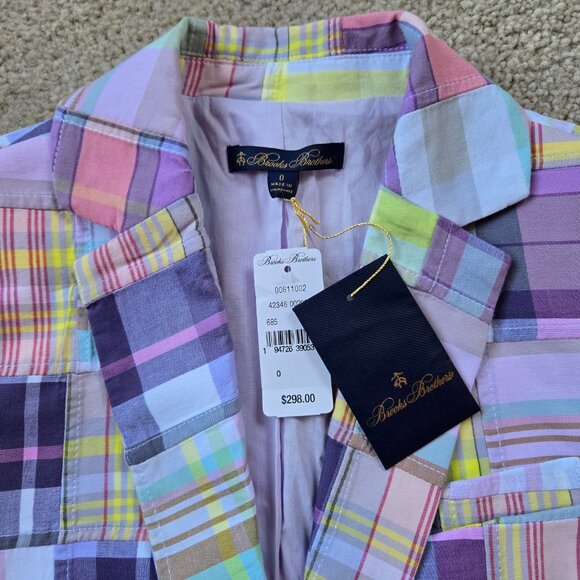 NWT Brooks Brothers Cotton Madras Jacket Blazer Pastel - Picture 2 of 12
